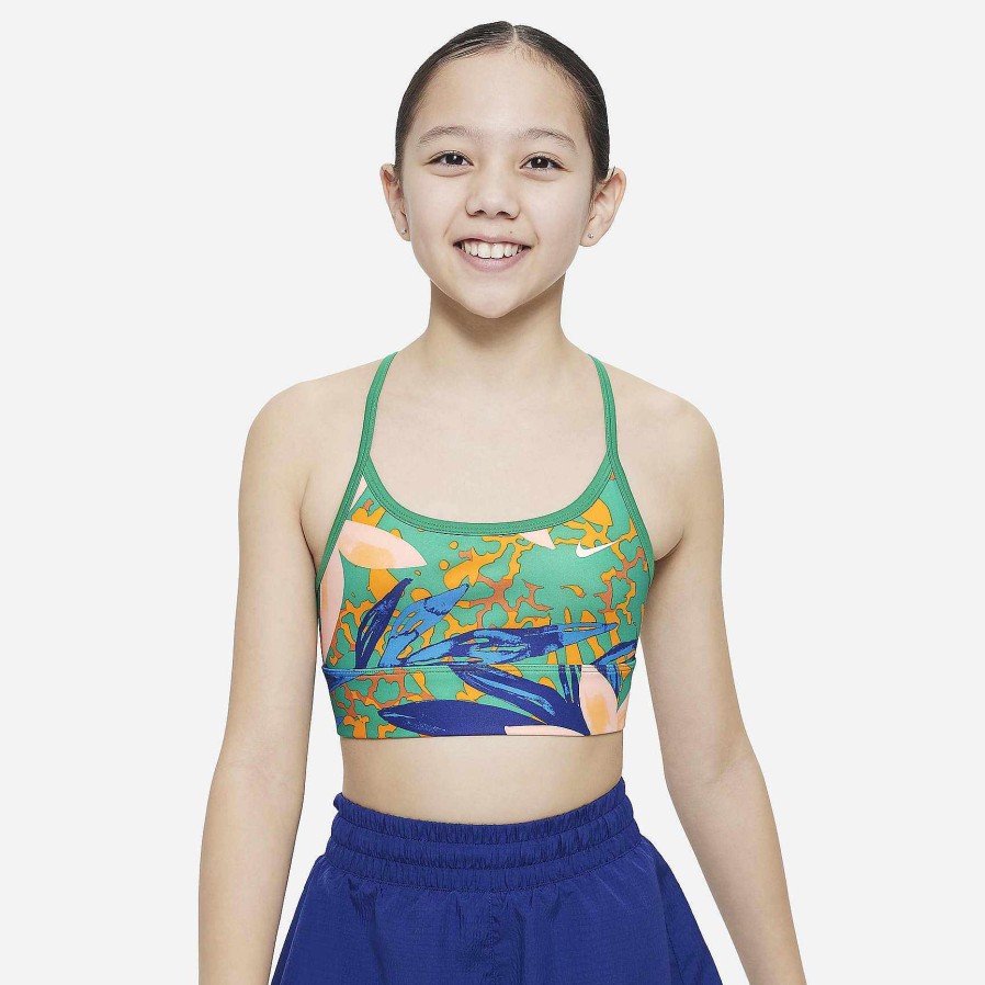 Kids Nike Bras | Nike Dri-Fit Indy Stadium Green/White