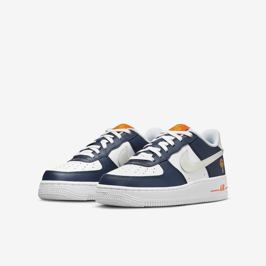 Kids Nike Air Force 1 | Nike Air Force 1 Lv8 Midnight Navy/Blue Tint/Safety Orange/White