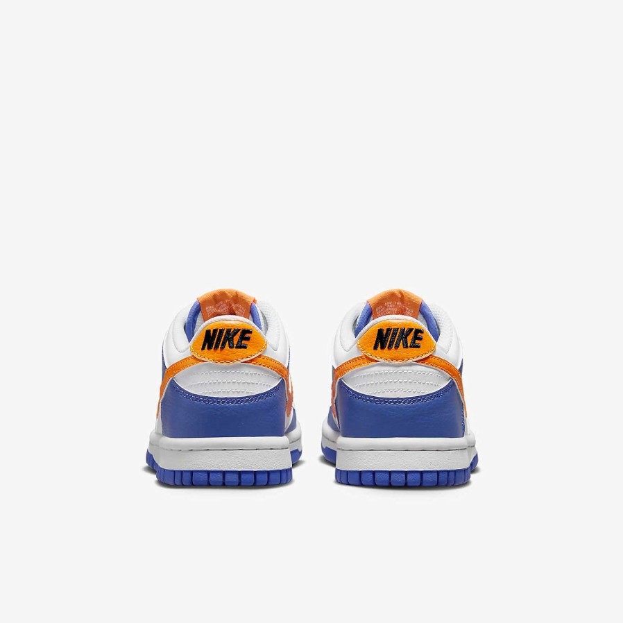 Kids Nike Dunks & Blazers | Nike Dunk Low Blue Joy/White/Black/Bright Mandarin