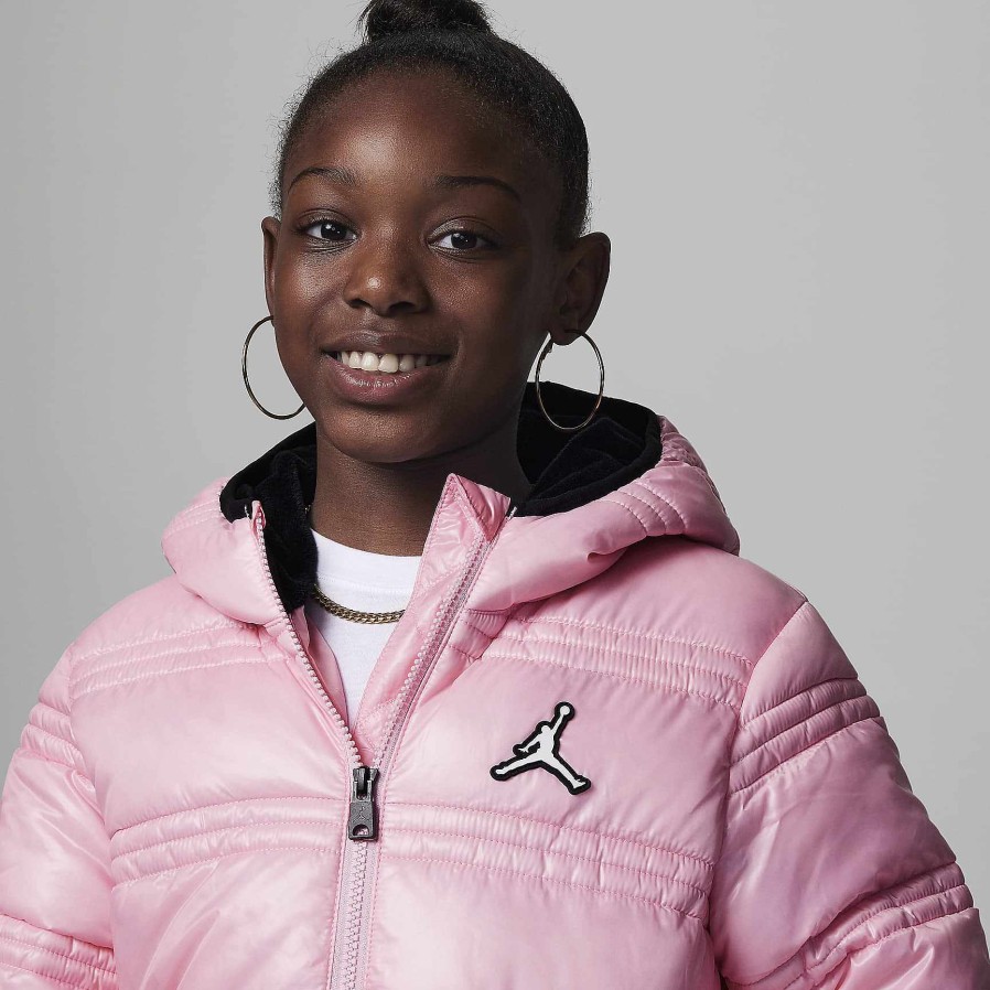 Kids Nike Outerwear & Jackets | Jordan Core Midweight Puffer Jacket Pink