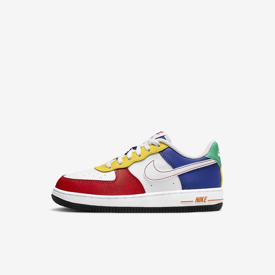 Kids Nike Air Force 1 | Nike Force 1 Lv8 University Red/Deep Royal Blue/Opti Yellow/White