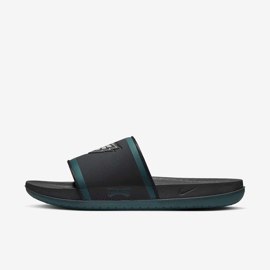 Men Nike Sandals & Slides | Nike Offcourt (Nfl Philadelphia Eagles) Anthracite/Sport Teal/Medium Silver