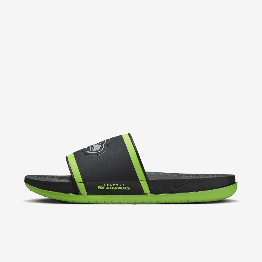 Men Nike Sandals & Slides | Nike Offcourt (Nfl Seattle Seahawks) Anthracite/Action Green/Medium Silver