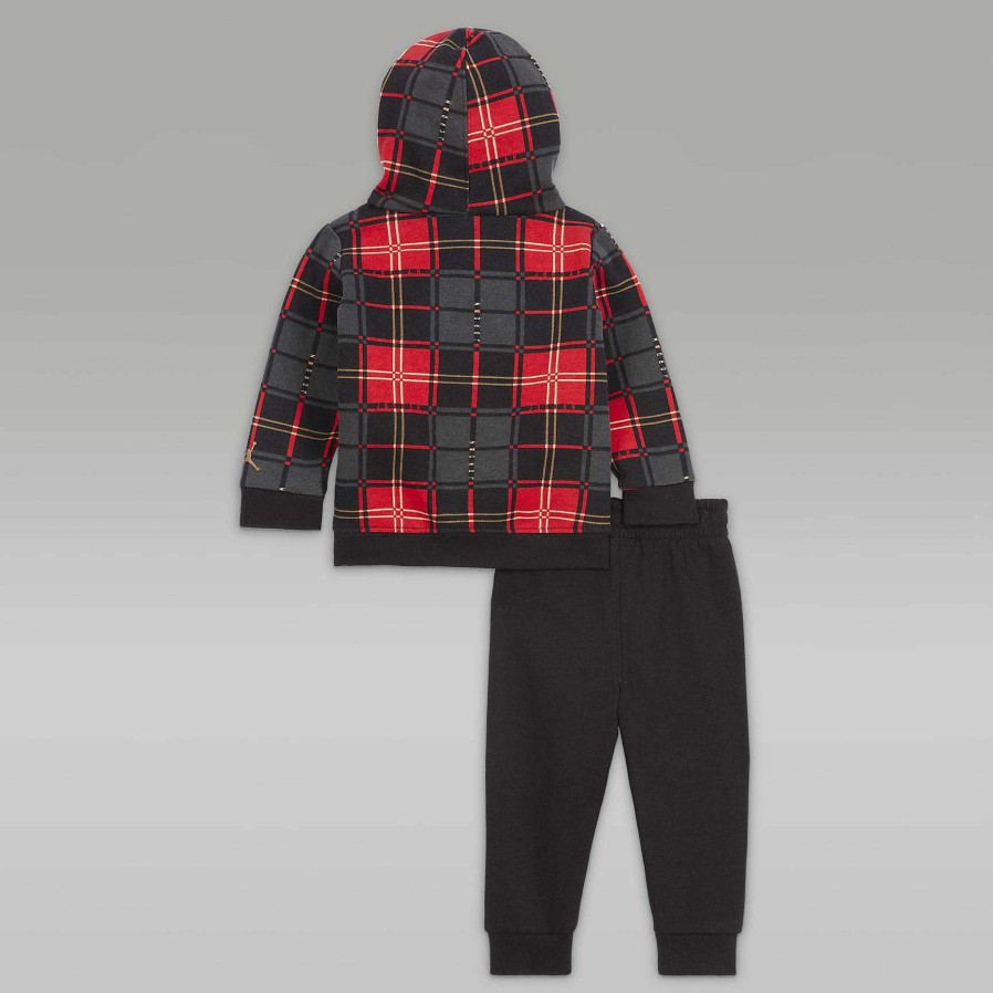 Kids Nike Jordan | Brooklyn Fleece Plaid Pullover Set Black