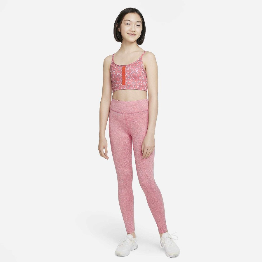 Kids Nike Bras | Nike Dri-Fit Indy Icon Clash Pink Salt/Rush Orange/Rush Orange