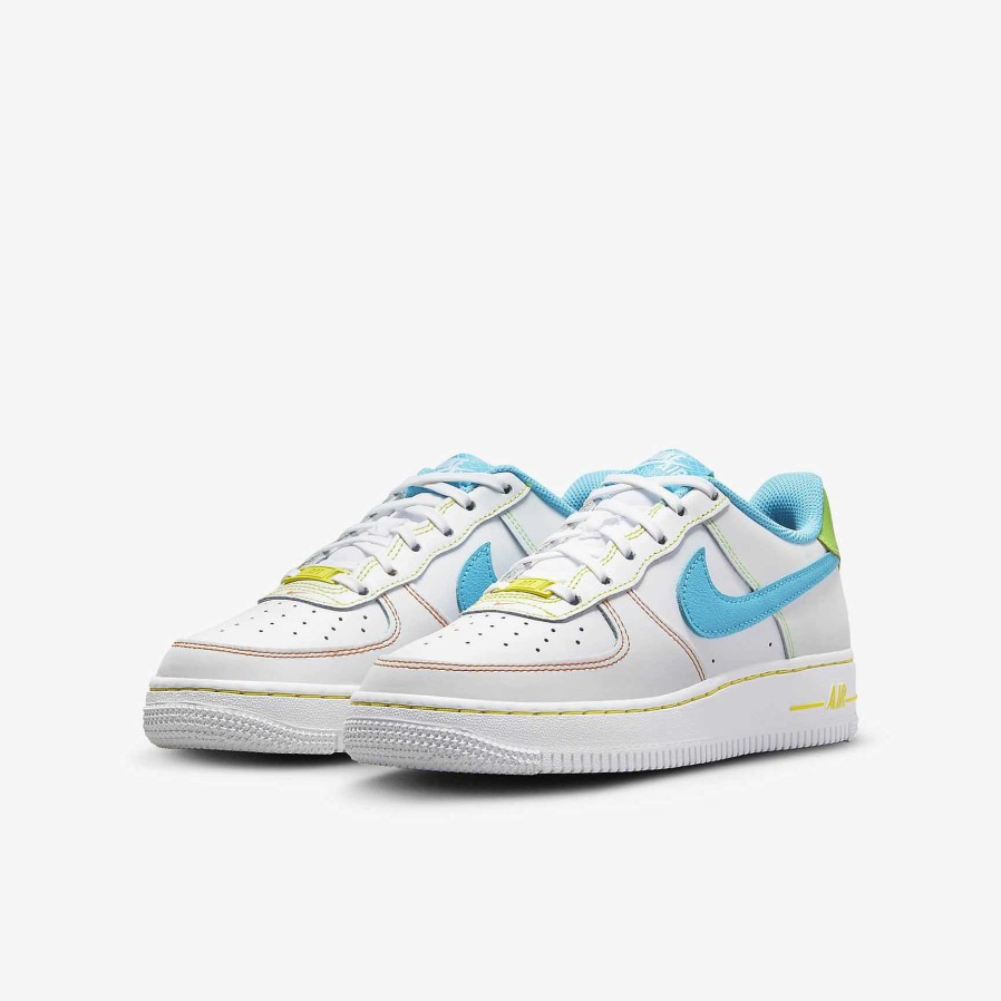 Kids Nike Air Force 1 | Nike Air Force 1 Lv8 White/Action Green/Opti Yellow/Baltic Blue