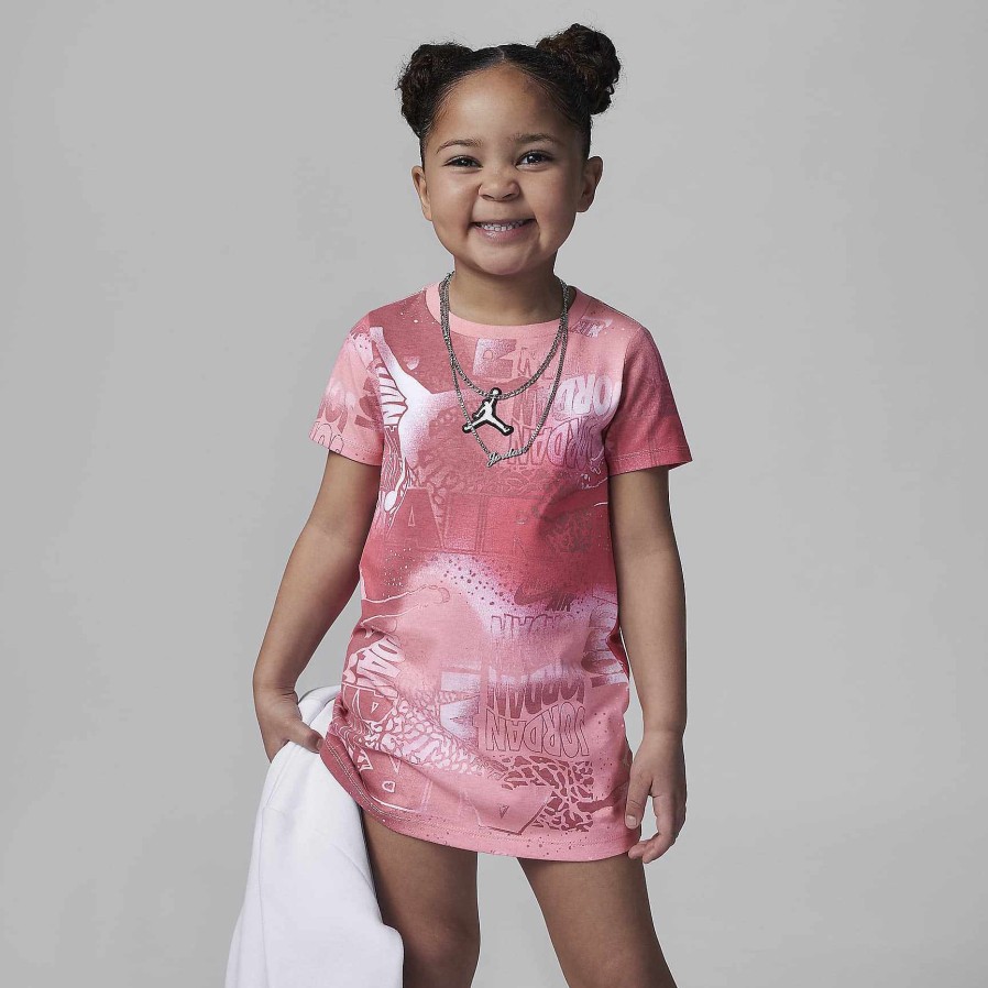 Kids Nike Jordan | Jordan Essentials New Wave Allover Print Dress Coral Chalk