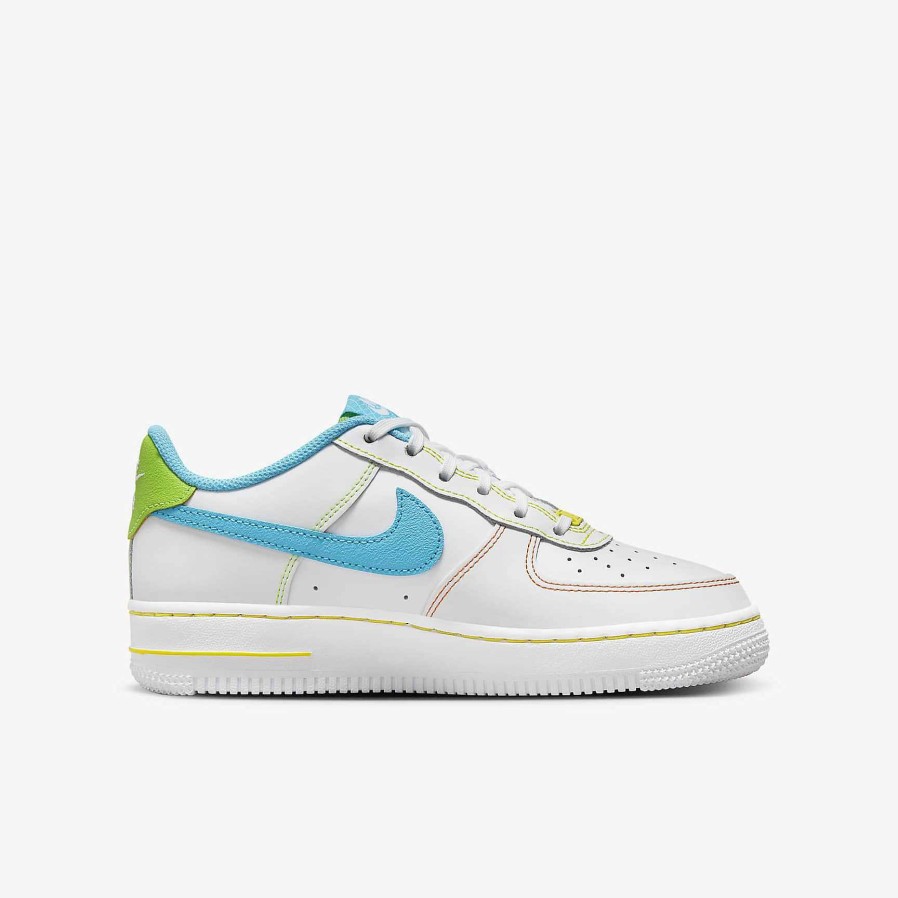 Kids Nike Air Force 1 | Nike Air Force 1 Lv8 White/Action Green/Opti Yellow/Baltic Blue