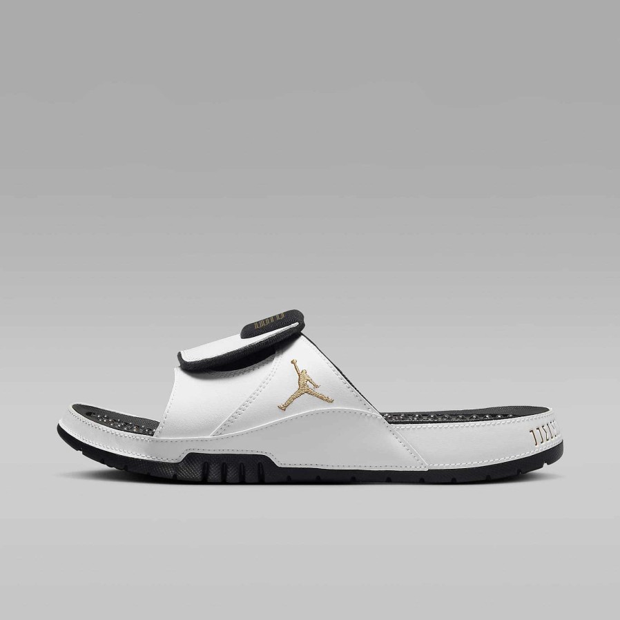 Men Nike Sandals & Slides | Jordan Hydro Xi White/Black/Metallic Gold