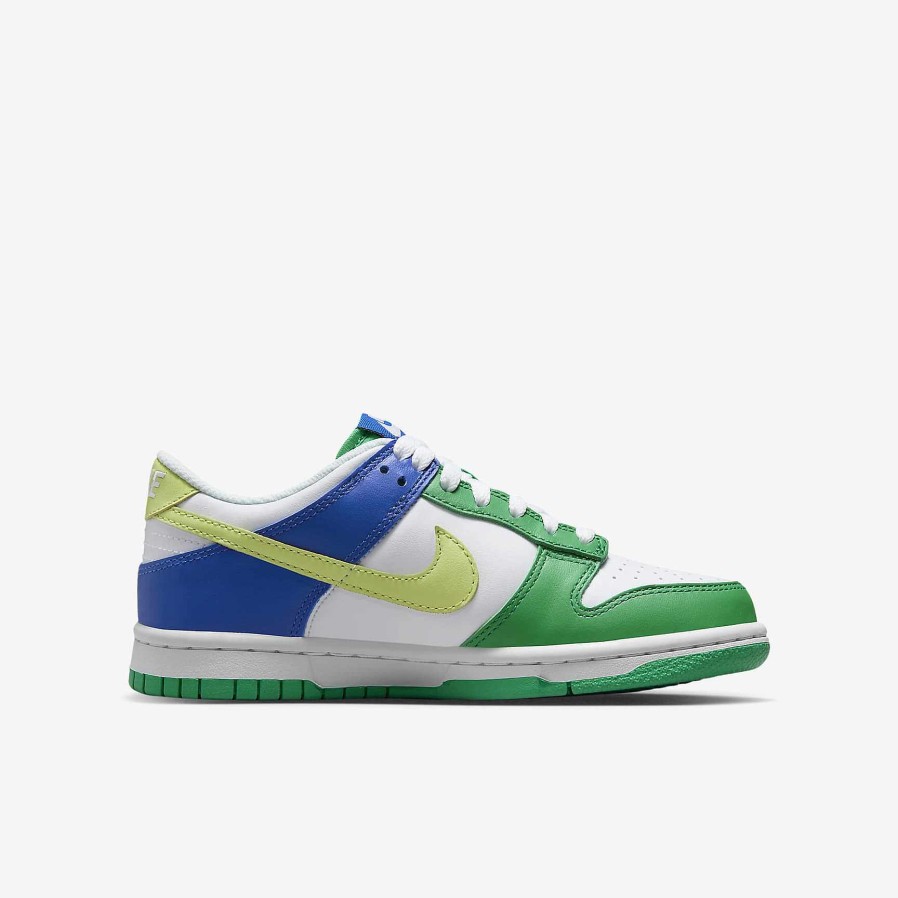 Kids Nike Cyber Monday Shoes | Nike Dunk Low White/Stadium Green/Game Royal/Light Lemon Twist