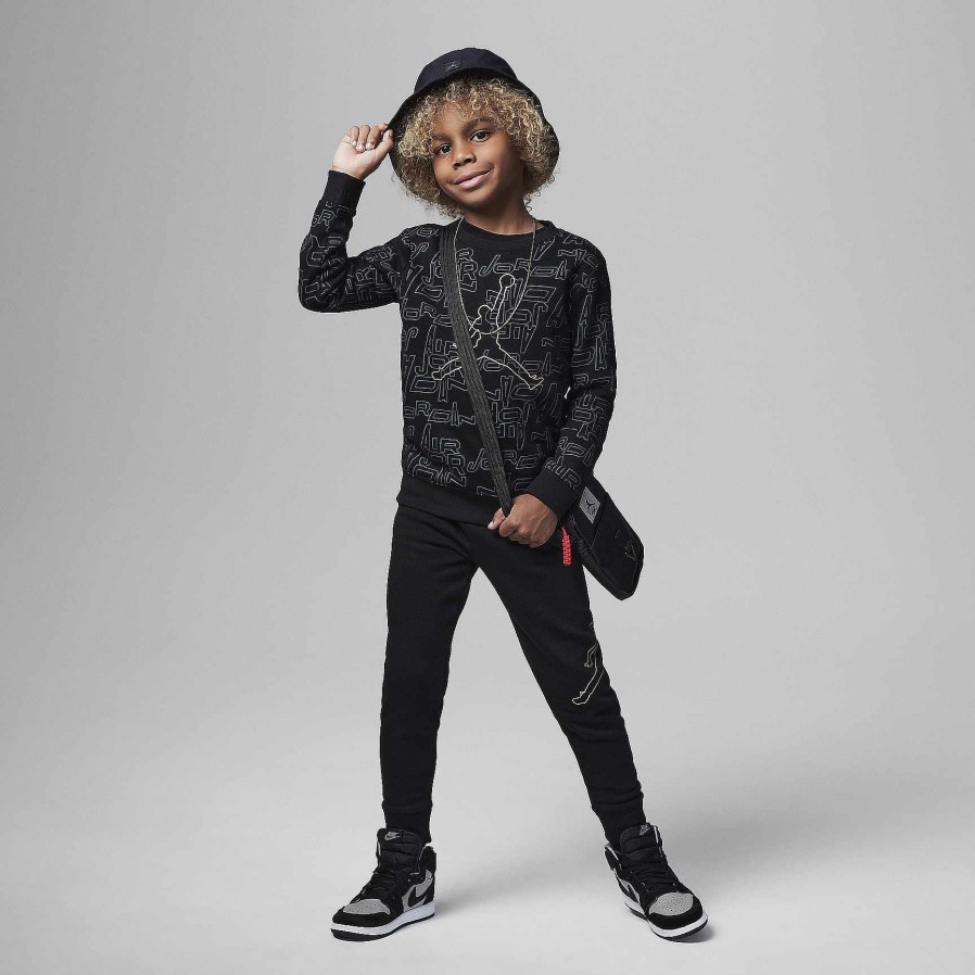 Kids Nike Cyber Monday Clothing | Jordan Take Flight And Gold Crew Set Black