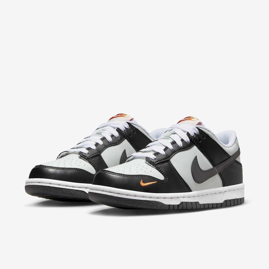 Kids Nike Dunks & Blazers | Nike Dunk Low Black/Light Silver/Bright Mandarin/Medium Ash