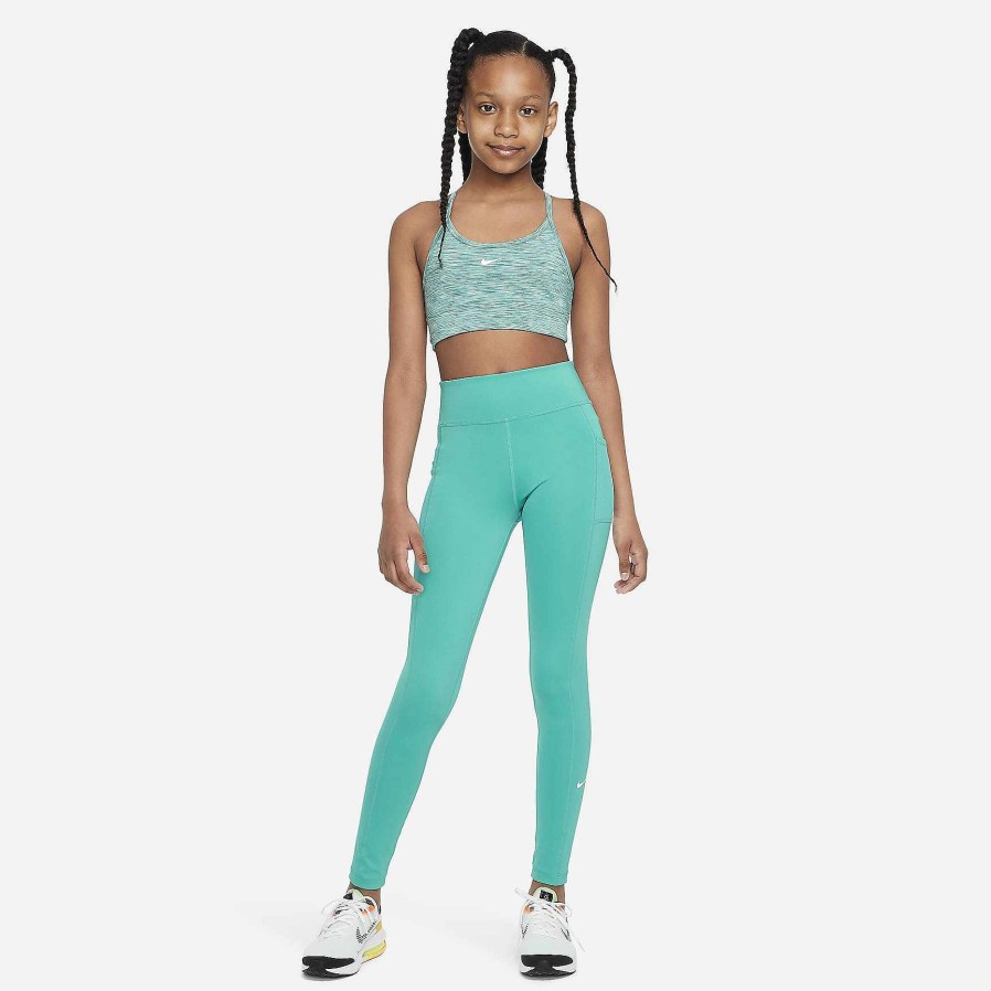 Kids Nike Bras | Nike Dri-Fit Indy Oil Green/White