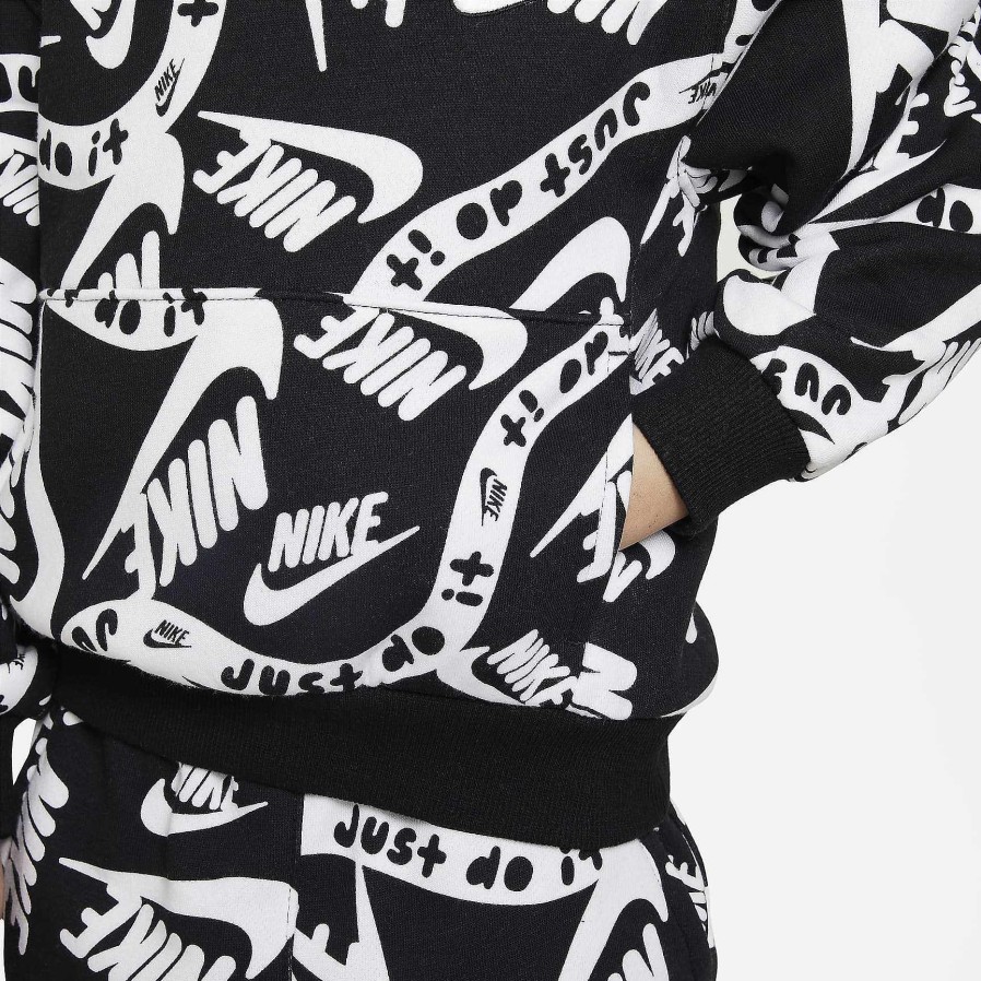 Kids Nike Matching Sets | Nike Sportswear Club Printed Pullover Black