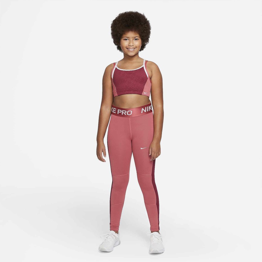 Kids Nike Bras | Nike Dri-Fit Indy Rush Maroon/Archaeo Pink/Pink Foam/White