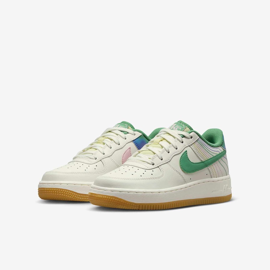 Kids Nike Air Force 1 | Nike Air Force 1 Lv8 3 Sail/Medium Soft Pink/Blue Joy/Stadium Green