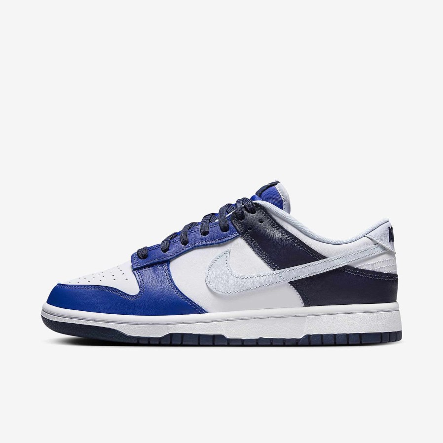 Men Nike Lifestyle | Nike Dunk Low White/Game Royal/Midnight Navy/Football Grey