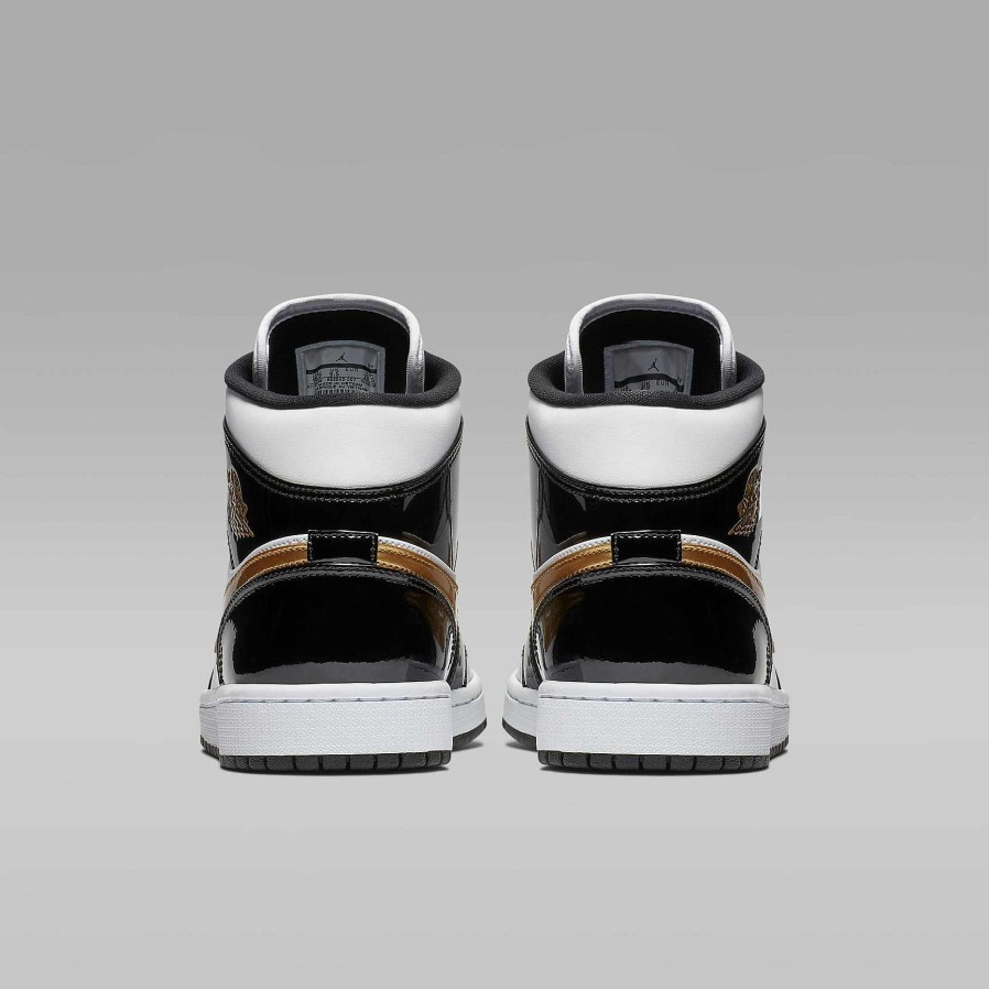 Men Nike Cyber Monday Shoes | Air Jordan 1 Mid Se Black/White/Metallic Gold