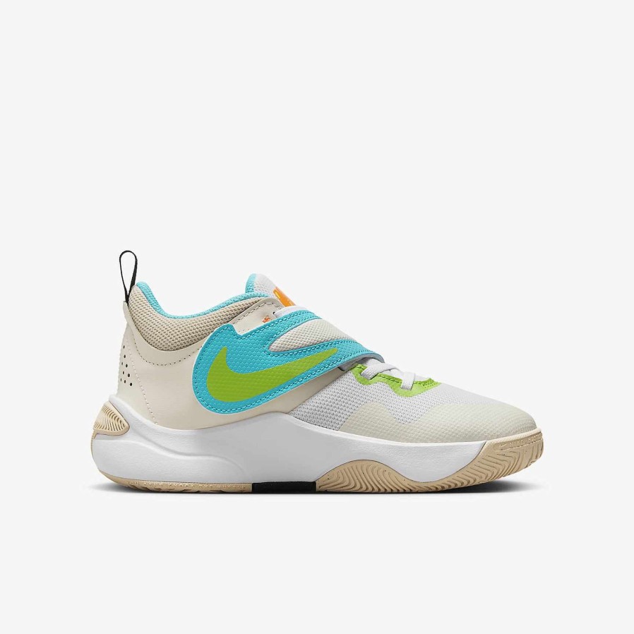 Kids Nike Basketball | Nike Team Hustle D 11 Pale Ivory/White/Sanddrift/Action Green