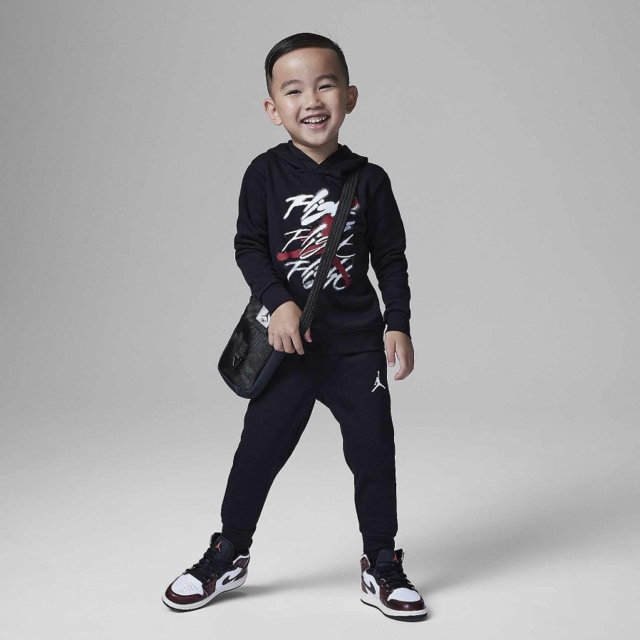 Kids Nike Cyber Monday Clothing | Jordan Flight Spray Pullover Hoodie Set Black