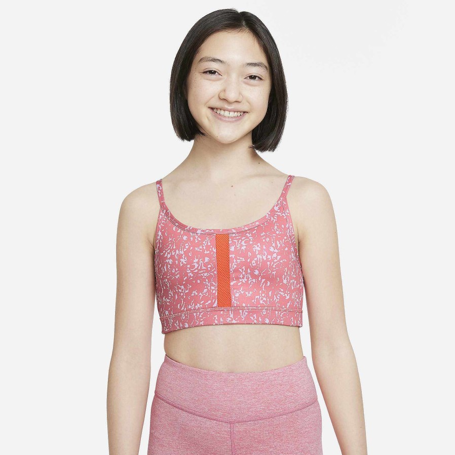 Kids Nike Bras | Nike Dri-Fit Indy Icon Clash Pink Salt/Rush Orange/Rush Orange