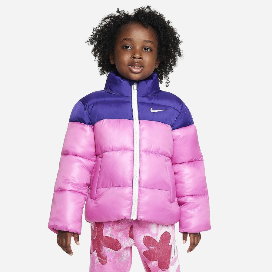 Kids Nike Outerwear & Jackets | Nike Colorblock Puffer Jacket Playful Pink